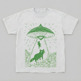 Camiseta com Design de Guaxinim UFO Floresta Cósmi