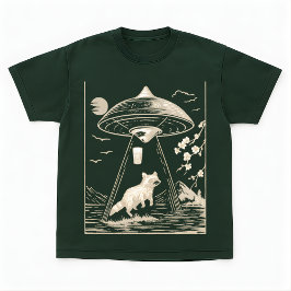 Camiseta com Design de Guaxinim UFO Floresta Cósmi