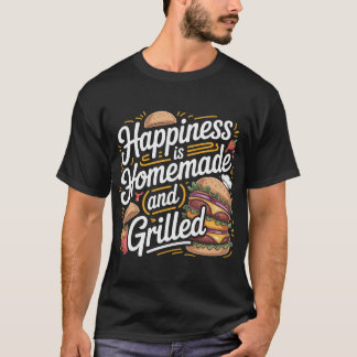 Camiseta com Design de Hambúrguer Grelhado Caseiro