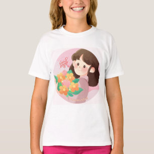 Camiseta com design de menina flor linda