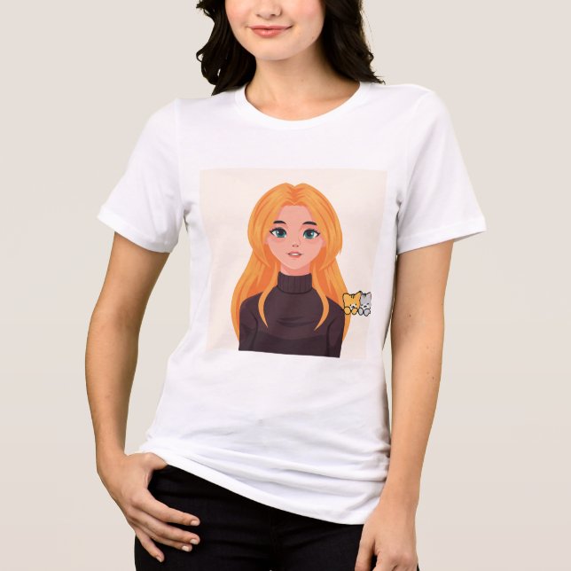 camiseta com design de menina simpática e amantes  (Frente)