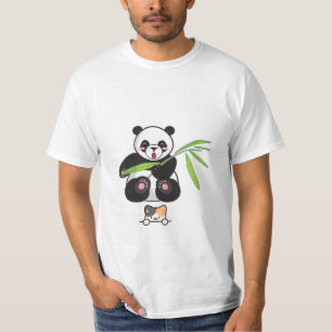 Camiseta com design de panda e gato giro