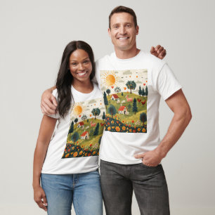 Camiseta Com Design Fofo De Animais De Fazenda Par