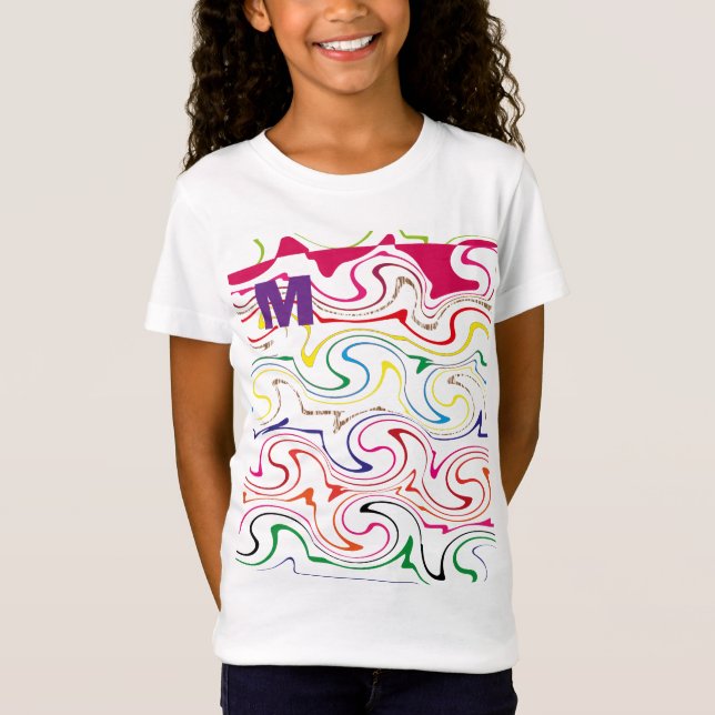 Camiseta com design fofo do alfabeto “M” para meni (Frente)