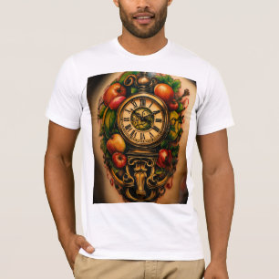 camiseta com design futurista de asa em linha fina