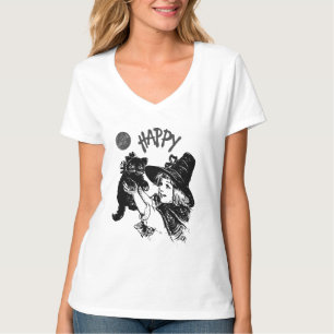 Camiseta com design grunge de menina com gato