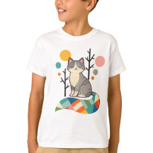 Camiseta com Design Minimalista de Gato