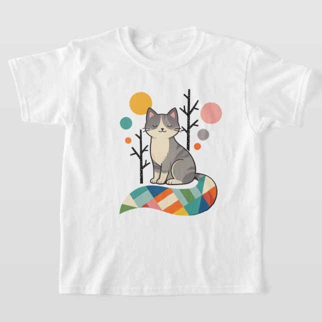 Camiseta com Design Minimalista de Gato (Postura )
