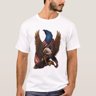 Camiseta com design patriótico americano com águia
