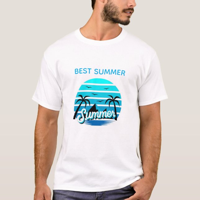 Camiseta com design retrô de vibes de verão (Frente)