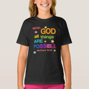 Camiseta Com Deus todas as coisas são Possíveis Bíblias Ver