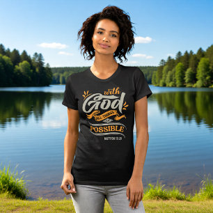 Camiseta Com Deus Todas as Coisas São Possíveis Mateus 19:2