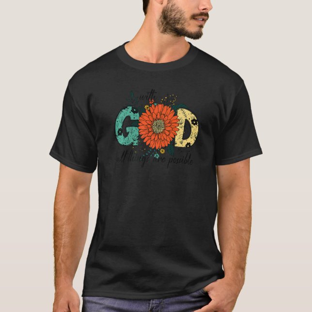 Camiseta Com Deus Todas As Coisas São Possíveis Mulheres In (Frente)