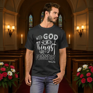 Camiseta Com Deus Todos os Coisas São Possíveis Cruz
