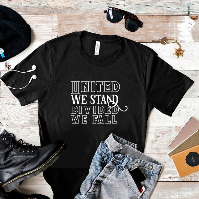 Camiseta com dizer motivacional branco Unidos nós  (Criador carregado)