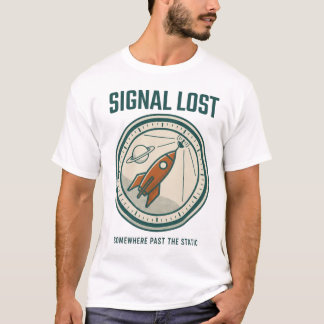 Camiseta com Emblema da Missão Retro Foguete Sinal