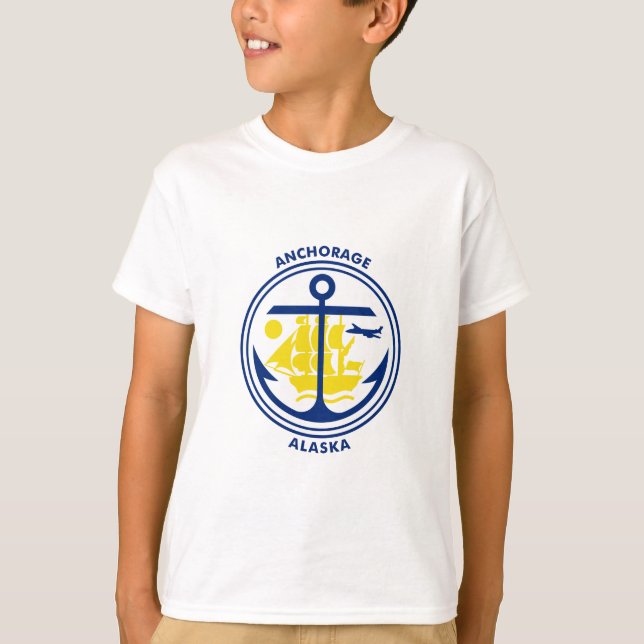 Camiseta com Emblema de Anchorage, Alasca (Frente)