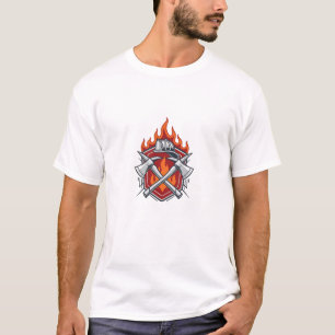 Camiseta com Emblema de Crista de Bombeiro