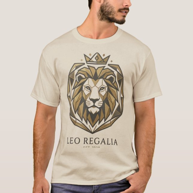 Camiseta com Emblema de Leão Geométrico | Luxo Met (Frente)
