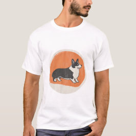 Camiseta com Emblema de Silhueta Retro Corgi