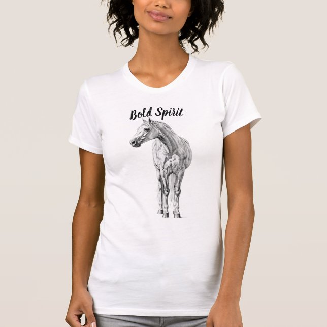 Camiseta com Esboço de Cavalo em Grafite (Frente)