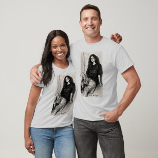 Camiseta com Esboço de Moda Preto e Branco