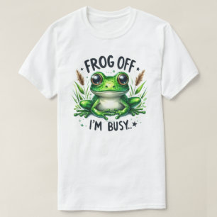 Camiseta com Estampa de Sapo Atrevido "Estou Ocupa