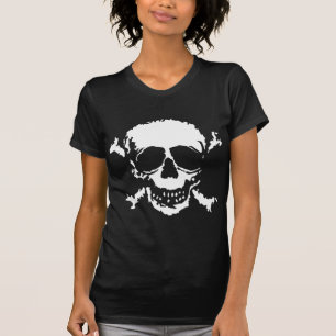 Camiseta com Estampa em Bloco Gráfico de Caveira e