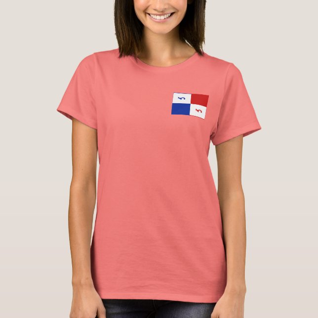 Camiseta com Estandarte do Panamá + Mapa (Frente)