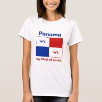 Camiseta com Estandarte do Panamá + Mapa + Texto