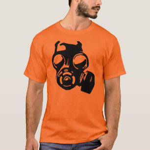 Camiseta com Estêncil Gráfico de Máscara de Gás