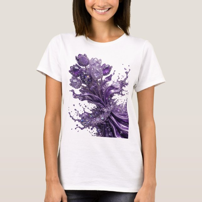 Camiseta com Estilo de Arte Abstrata Roxa e Divert (Frente)
