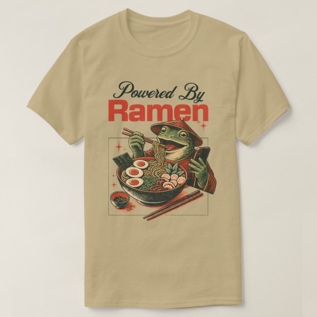 Camiseta Com Força do Ramen Frog Phone Scrollin Funny Noodl (Frente do Design)