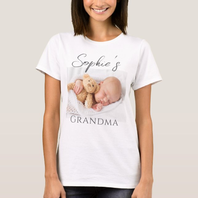 Camiseta com Foto da Vovó e do Bebê (Frente)
