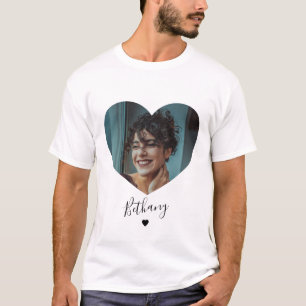 Camiseta com Foto de Coração Personalizada Mínima