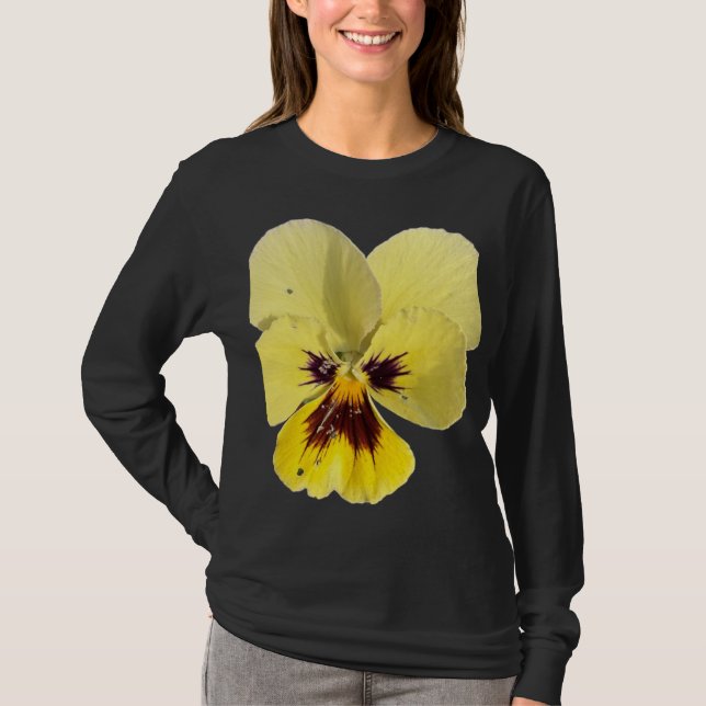 Camiseta com Foto de Flor de Pansy Amarelo Vibrant (Frente)