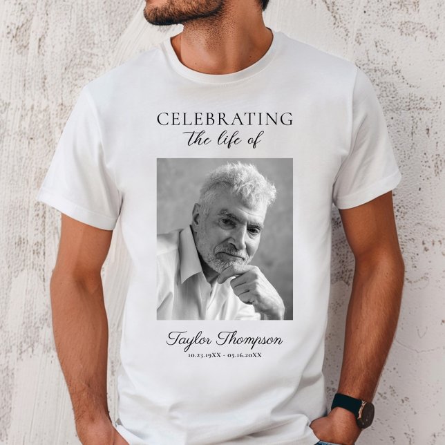Camiseta com Foto de Tributo Memorial Branco (Criador carregado)