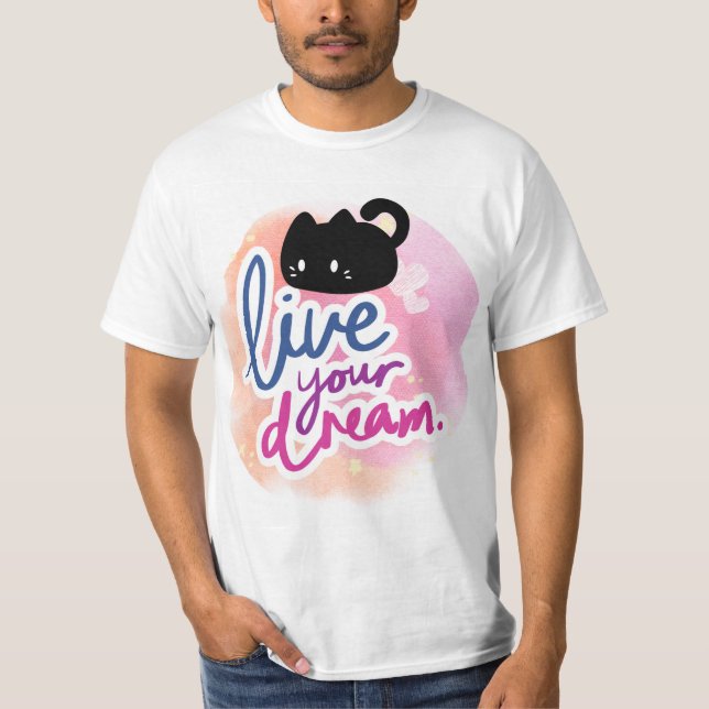 Camiseta com gato e design bonito (Frente)