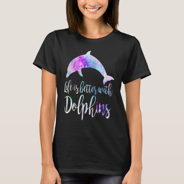 Camiseta Com Golfinhos, Meninas Golfinhos (Frente)