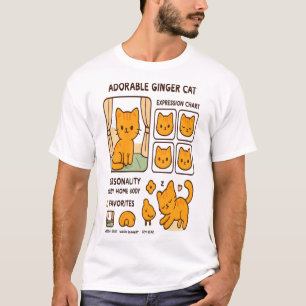 Camiseta com Gráfico de Expressões de Gato Ginger