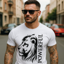 Camiseta com Gráfico de Leão "PODEROSO"