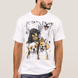 Camiseta com gráficos de cachorros fofos