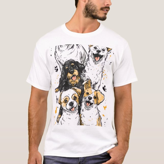 Camiseta com gráficos de cachorros fofos (Frente)