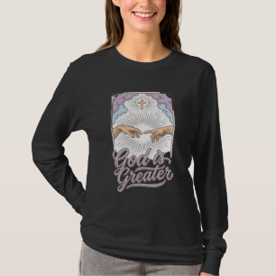 Camiseta Com Gravação Vintage Cristã Deus É Maior_