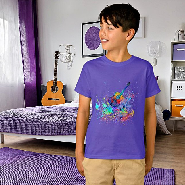 Camiseta com guitarra e acordes respingados (Criador carregado)