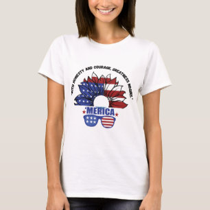Camiseta Com honestidade e coragem, começa a grandeza