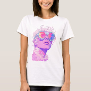 Camiseta com imagem de óculos escuros vestidos