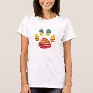 Camiseta com impressão de pata de pôr do sol retrô