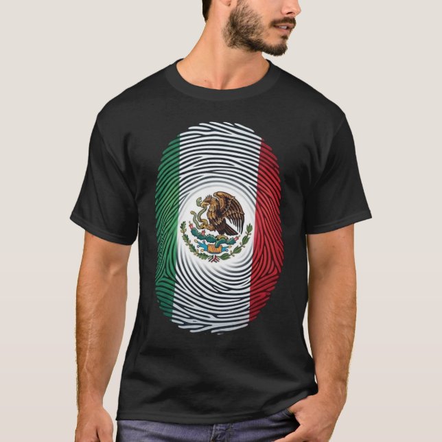 Camiseta com Impressão Digital da Bandeira do Méxi (Frente)