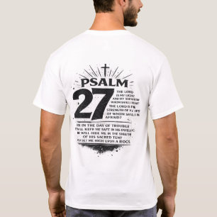 Camiseta com impressão nas costas do versículo bíb